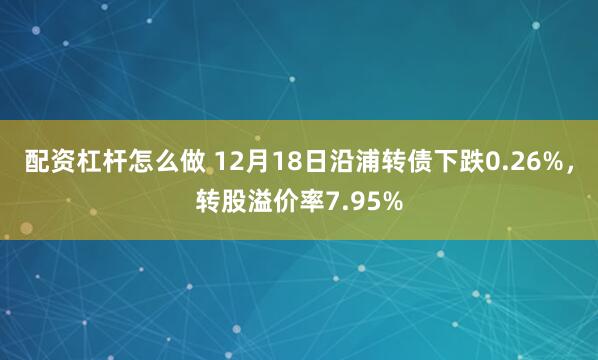 配资杠杆怎么做 12月18日沿浦转债下跌0.26%，转股溢价率7.95%