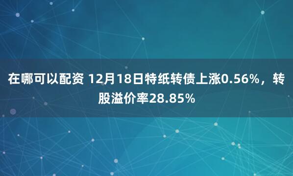 在哪可以配资 12月18日特纸转债上涨0.56%，转股溢价率28.85%