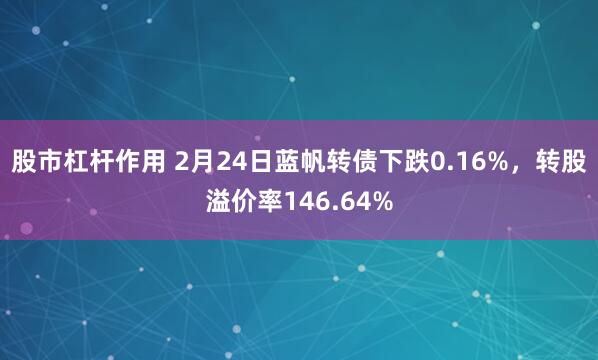 股市杠杆作用 2月24日蓝帆转债下跌0.16%，转股溢价率146.64%