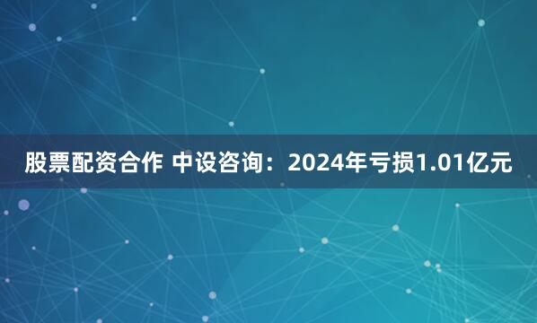 股票配资合作 中设咨询：2024年亏损1.01亿元